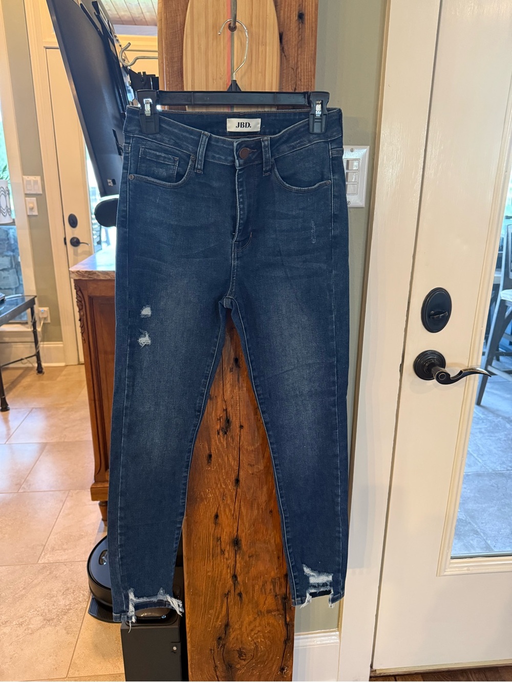 Just Black Denim Dark Blue Distressed Women's Skinny Jeans